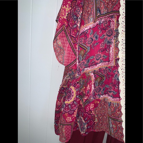 Jolt Kimono & Living Doll Split Pants Wine Size 3X - Picture 5 of 16